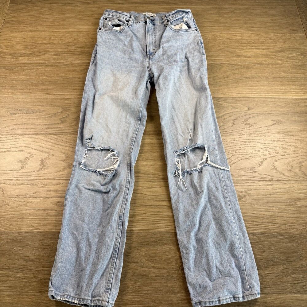 Abercrombie Fitch Jeans Women 28/6R 90s Straght Ultra High Rise Distressed Knees